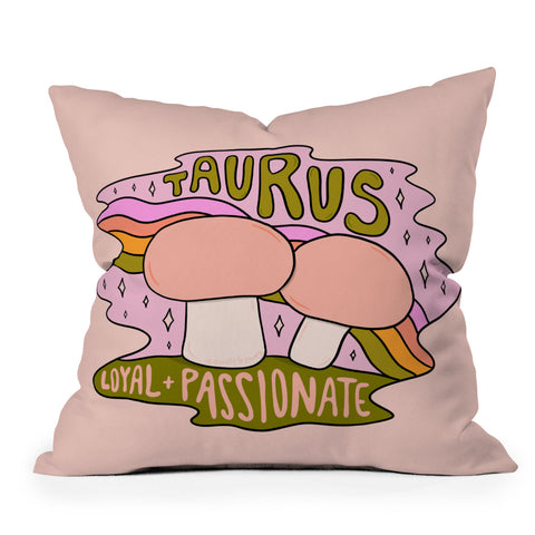 Doodle By Meg Taurus Mushroom Outdoor Throw Pillow