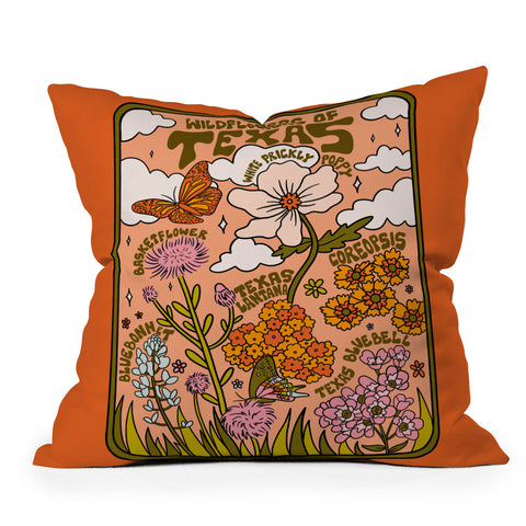 Doodle By Meg Texas Wildflowers Throw Pillow