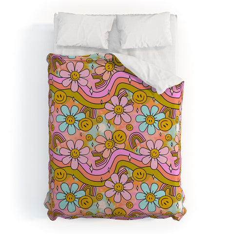 Doodle By Meg Tie Dye Flower Print Duvet Cover