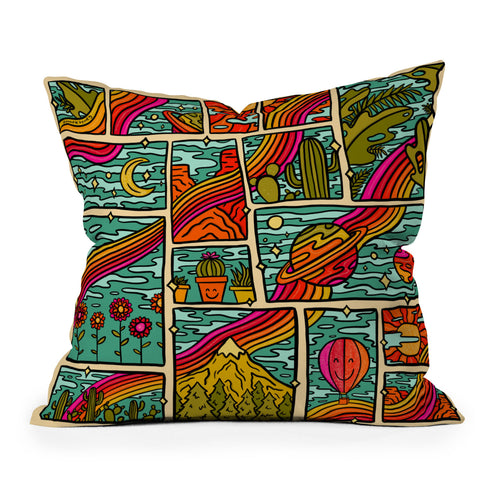 Doodle By Meg Traveling Rainbow Outdoor Throw Pillow