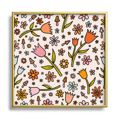 Doodle By Meg Tulip Print Square Metal Framed Art Print