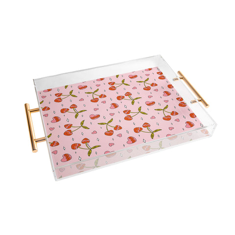 Doodle By Meg VIntage Cherry Print Acrylic Tray