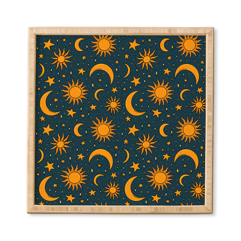 Doodle By Meg Vintage Sun and Star in Navy Framed Wall Art