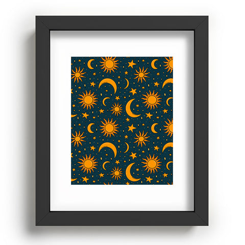 Doodle By Meg Vintage Sun and Star in Navy Recessed Framing Rectangle