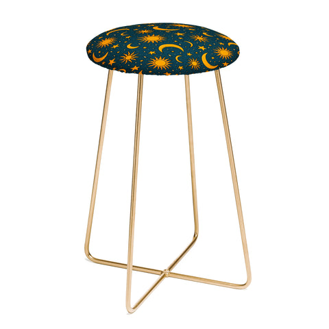 Doodle By Meg Vintage Sun and Star in Navy Counter Stool