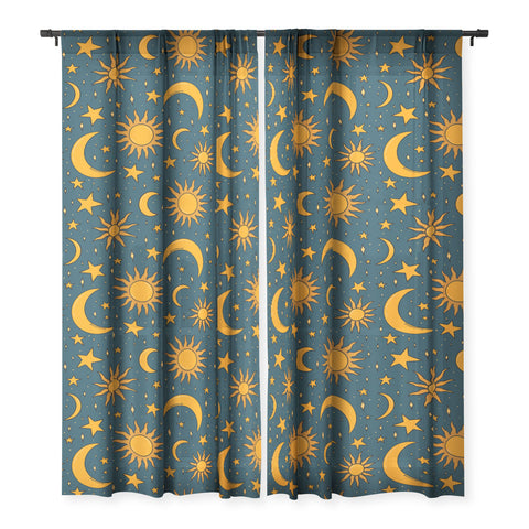 Doodle By Meg Vintage Sun and Star in Navy Sheer Non Repeat