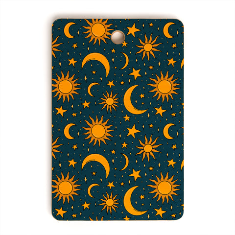 Doodle By Meg Vintage Sun and Star in Navy Cutting Board Rectangle