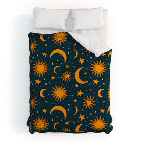 Doodle By Meg Vintage Sun and Star in Navy Duvet Cover