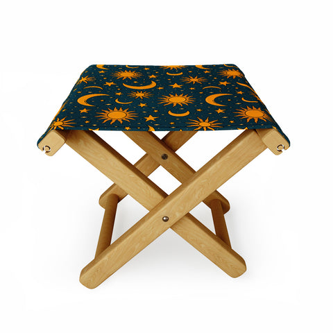 Doodle By Meg Vintage Sun and Star in Navy Folding Stool