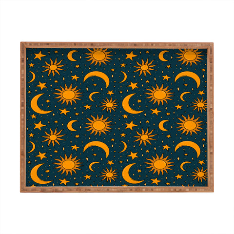 Doodle By Meg Vintage Sun and Star in Navy Rectangular Tray