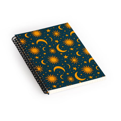 Doodle By Meg Vintage Sun and Star in Navy Spiral Notebook