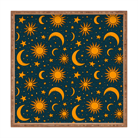 Doodle By Meg Vintage Sun and Star in Navy Square Tray