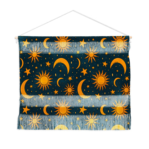 Doodle By Meg Vintage Sun and Star in Navy Wall Hanging Landscape