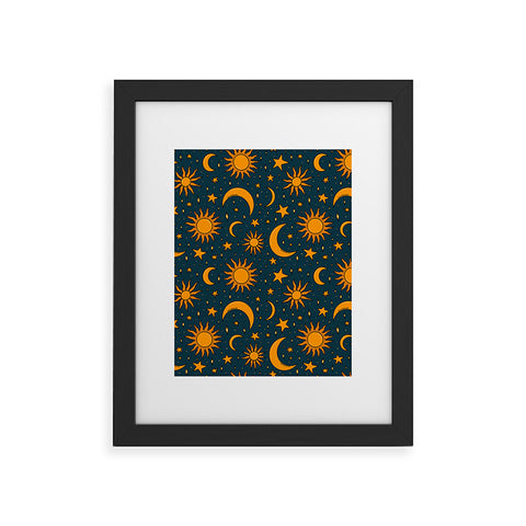 Doodle By Meg Vintage Sun and Star in Navy Framed Art Print