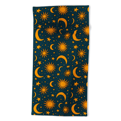 Doodle By Meg Vintage Sun and Star in Navy Beach Towel