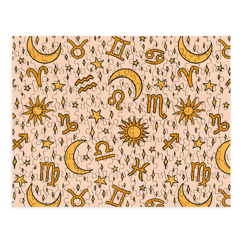 Doodle By Meg Zodiac Sun Star Print Cream Puzzle