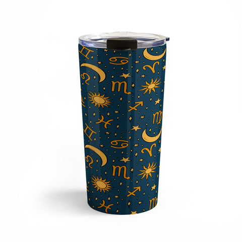 Doodle By Meg Zodiac Sun Star Print Navy Travel Mug