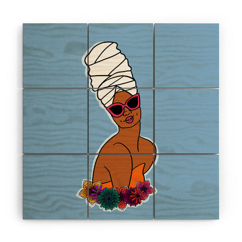 DorcasCreates Ayana in Blue Wood Wall Mural