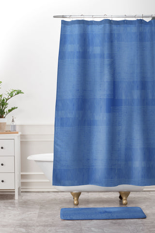 DorcasCreates Blue on Blue I Shower Curtain And Mat