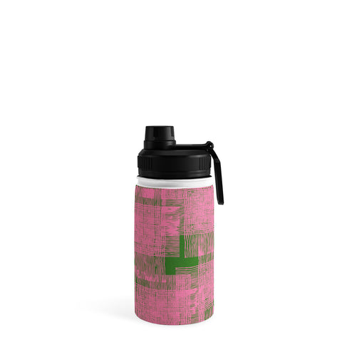 DorcasCreates Pink Green Mesh Pattern Water Bottle