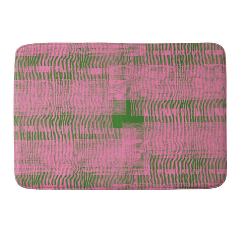 DorcasCreates Pink Green Mesh Pattern Memory Foam Bath Mat
