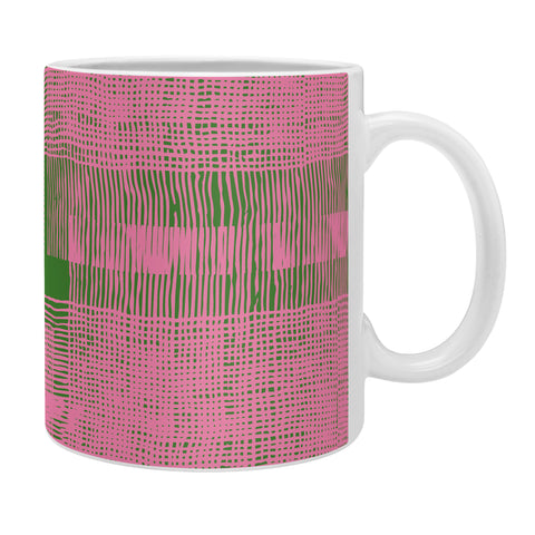 DorcasCreates Pink Green Mesh Pattern Coffee Mug