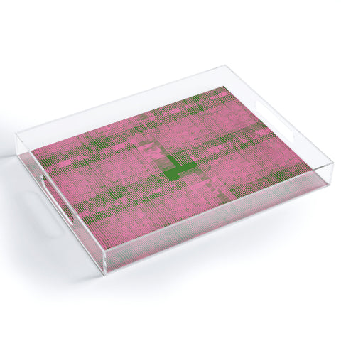 DorcasCreates Pink Green Mesh Pattern Acrylic Tray