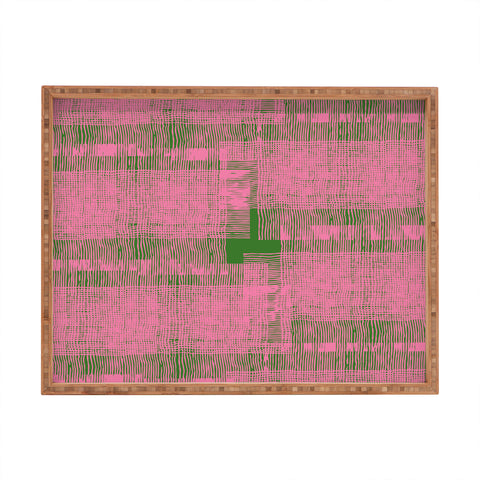DorcasCreates Pink Green Mesh Pattern Rectangular Tray