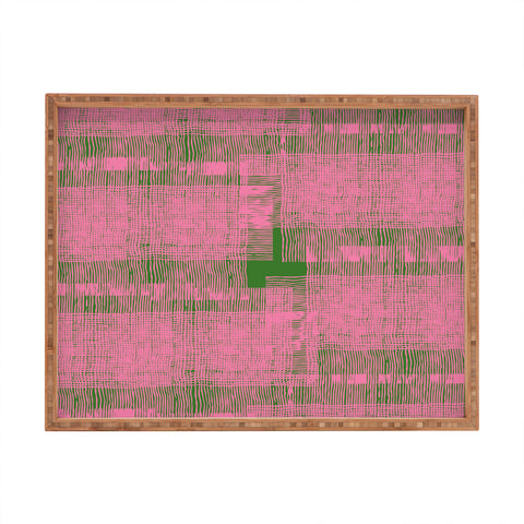 DorcasCreates Pink Green Mesh Pattern Rectangular Tray