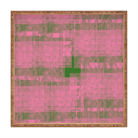 DorcasCreates Pink Green Mesh Pattern Square Tray