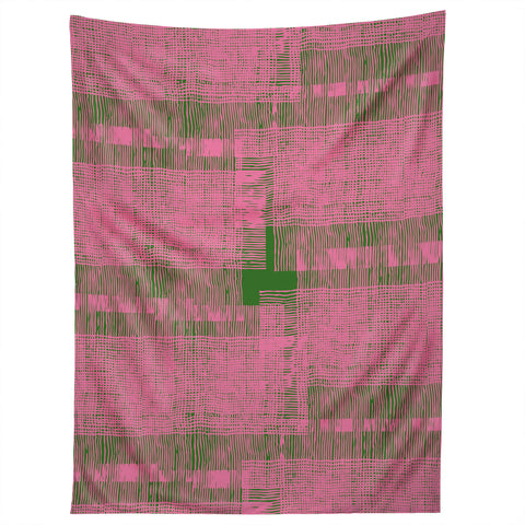 DorcasCreates Pink Green Mesh Pattern Tapestry