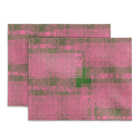DorcasCreates Pink Green Mesh Pattern Placemat