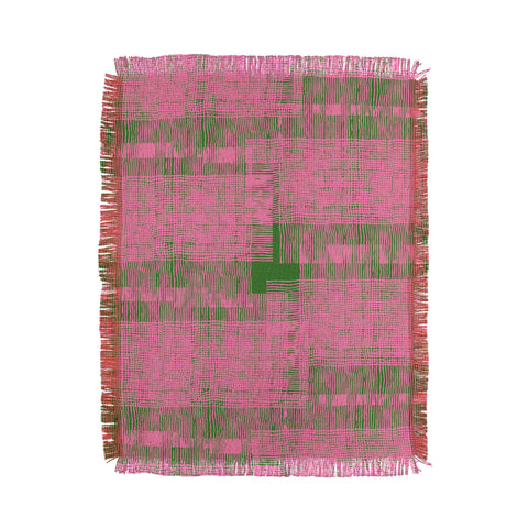 DorcasCreates Pink Green Mesh Pattern Throw Blanket