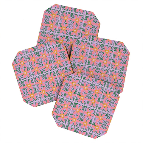 DorcasCreates Psychedelic Daisies Coaster Set