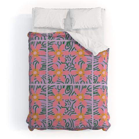 DorcasCreates Psychedelic Daisies Duvet Cover