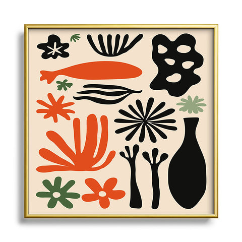 DorisciciArt Abstract botanic Square Metal Framed Art Print