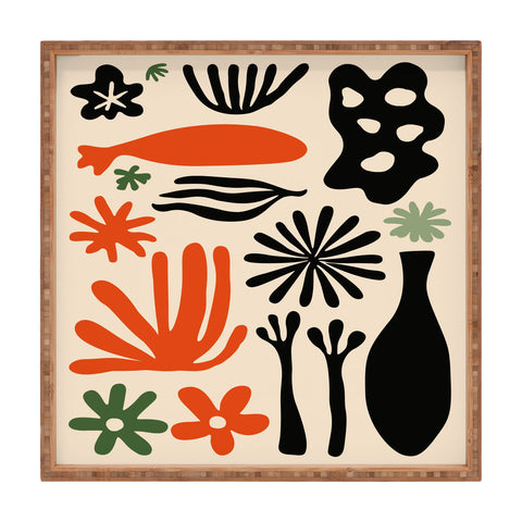 DorisciciArt Abstract botanic Square Tray