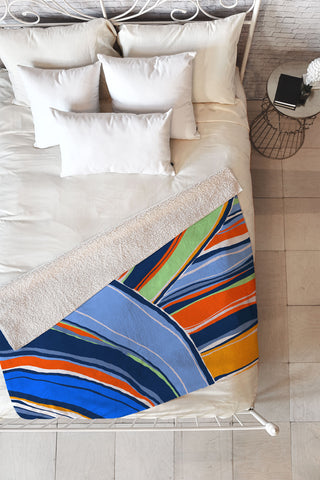 DorisciciArt autumn stripes Fleece Throw Blanket