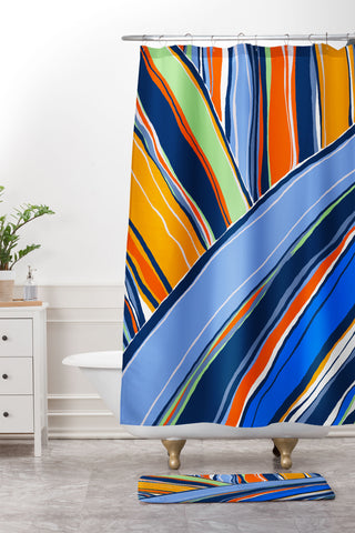 DorisciciArt autumn stripes Shower Curtain And Mat