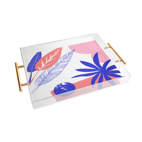 DorisciciArt Blue and pink Acrylic Tray