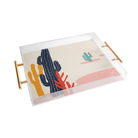 DorisciciArt desert plant Acrylic Tray