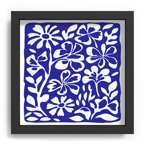 DorisciciArt Indigo boho floral Recessed Framing Square
