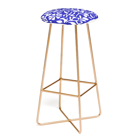 DorisciciArt Indigo boho floral Bar Stool