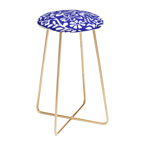 DorisciciArt Indigo boho floral Counter Stool
