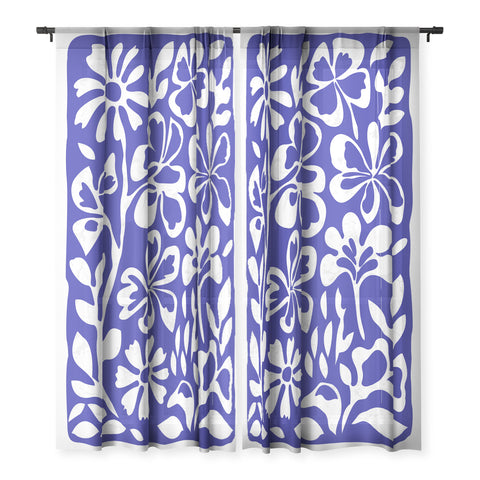 DorisciciArt Indigo boho floral Sheer Non Repeat