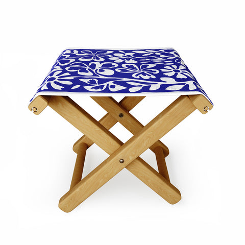 DorisciciArt Indigo boho floral Folding Stool