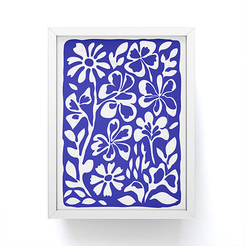 DorisciciArt Indigo boho floral Framed Mini Art Print