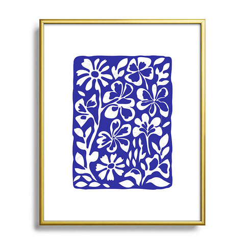 DorisciciArt Indigo boho floral Metal Framed Art Print