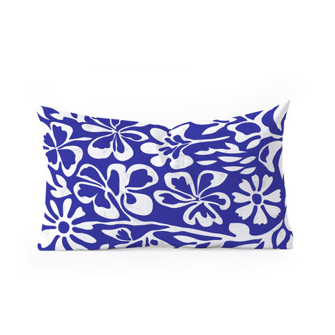 DorisciciArt Indigo boho floral Oblong Throw Pillow