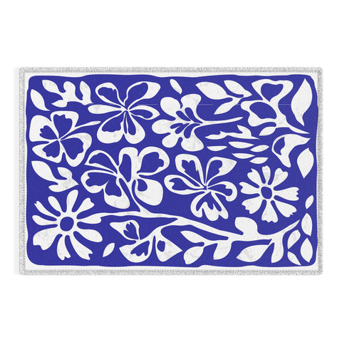 DorisciciArt Indigo boho floral Outdoor Rug